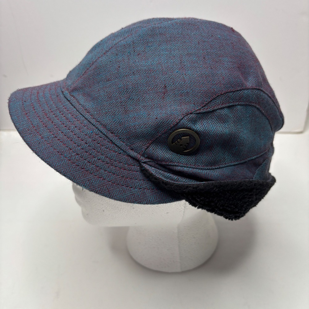 Livity Outernational Hemp Recycled Herringbone Ear Flap Hat Iridescent Blue L/XL